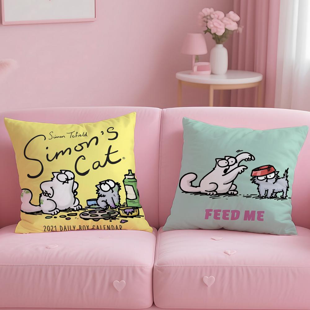 HOT-Cartoon S-Simons-Cat Pillow Case Soft Plush Fabric Double-Sided Printed Cushion Cover Warm Winter Sofa Pillow Case
