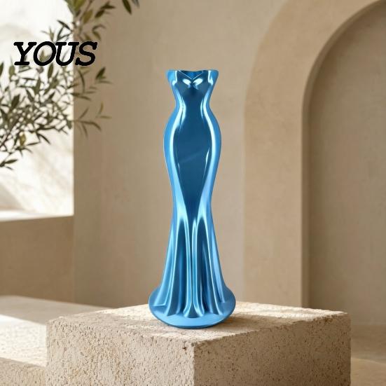Smooth Line Vase Elegant Dress Shaped Vase, 3D Printed Minimalist Flower Holder, Modern Decorative Romantic Home Decor Bud for Living Room, Entrance,