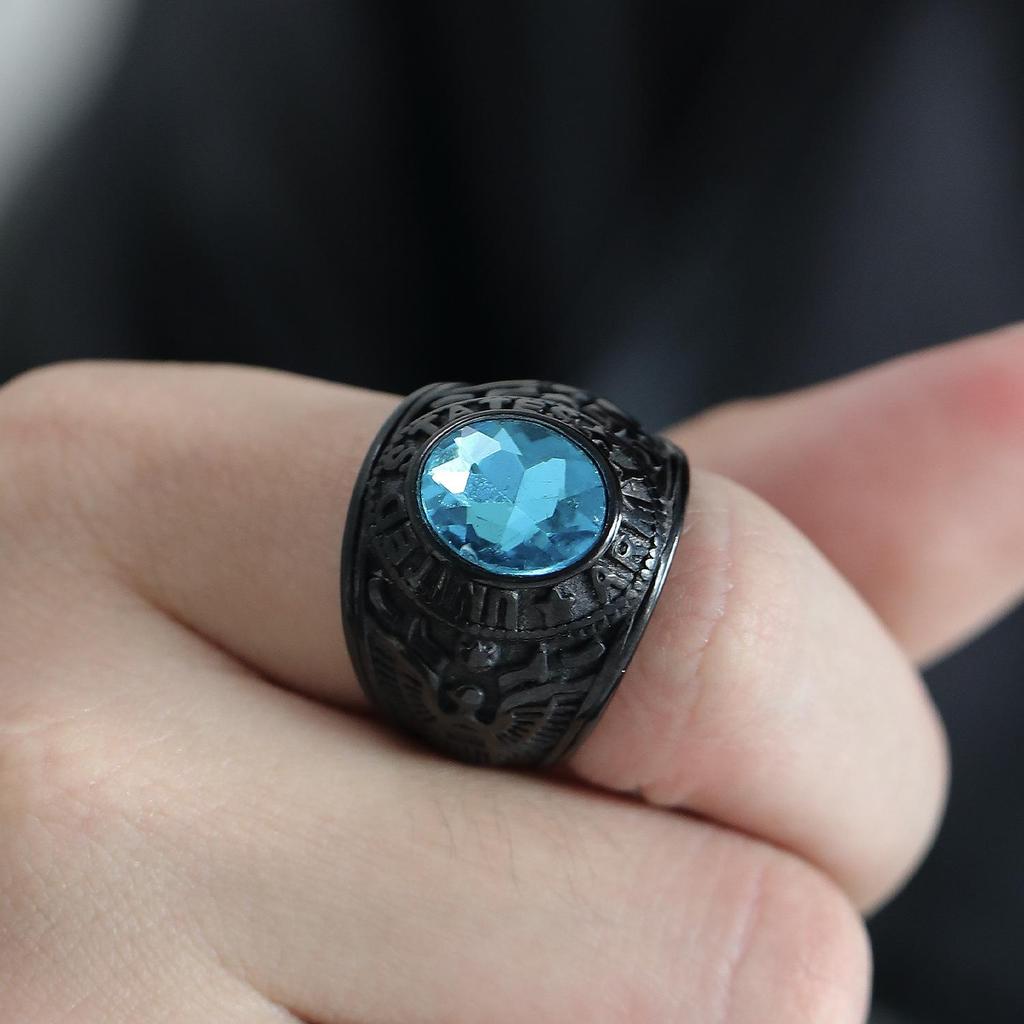 Retro Titanium Army Personalized Finger Ring