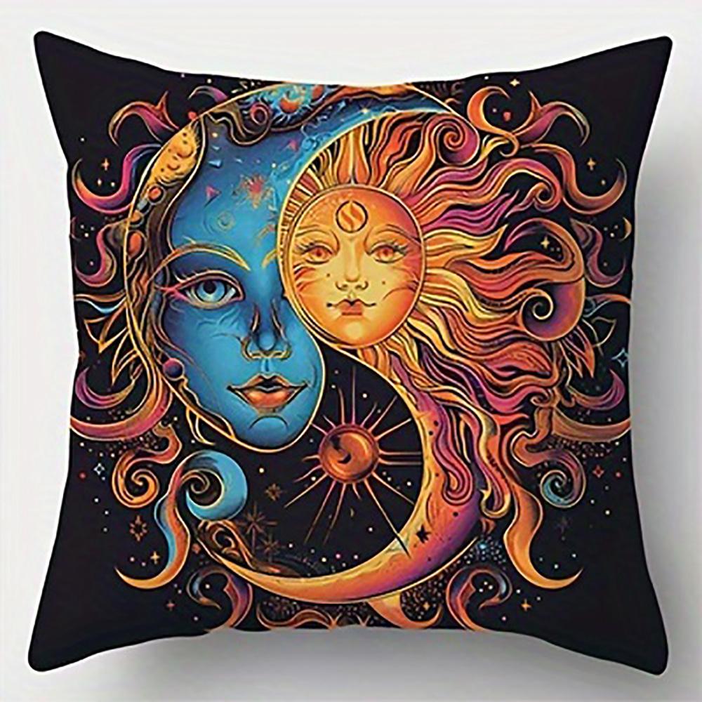 1/4Pcs Moon And Sun Themed Decorative Pillow Covers Sofa Cushion Cover Home Bedroom Room Decoration