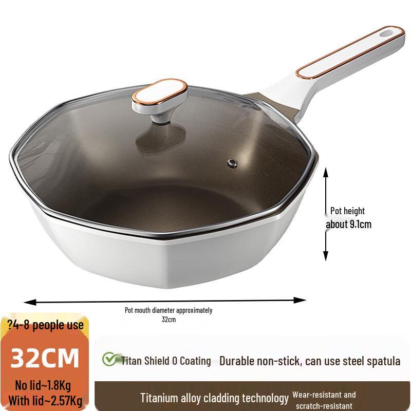 Wutuo Titanium Shield Octagonal Non-stick Wok