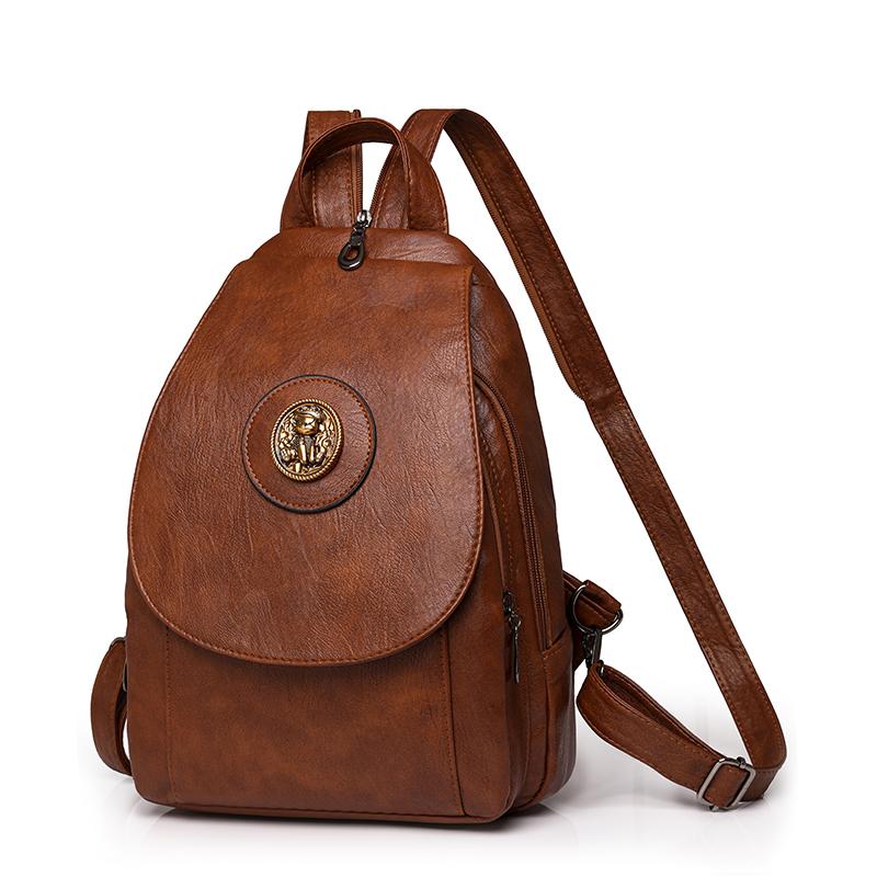 Soft Leather Backpack for Women Multi-functional Convertible BackpackChest Bag Retro Casual Single Shoulder Bag for Daily Life  and Weekend Outings