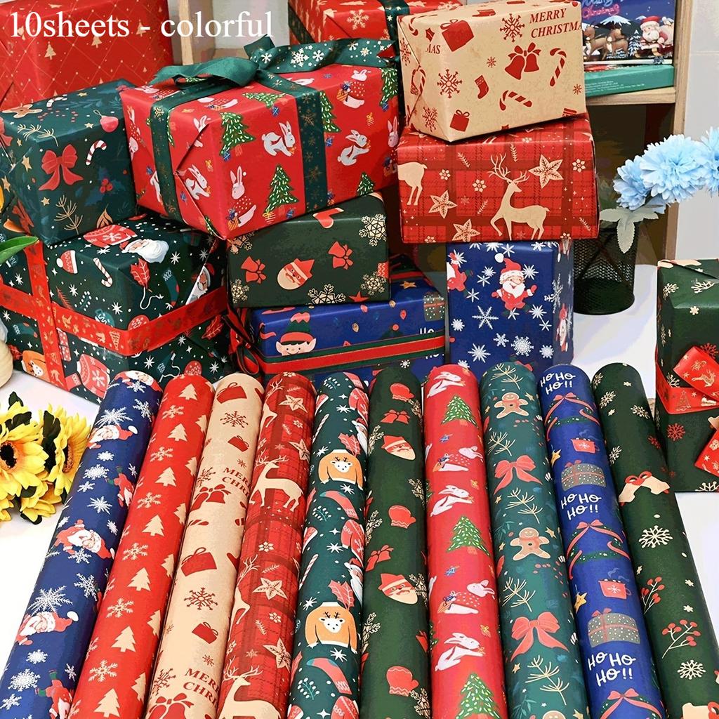 Christmas Wrapping Paper & Wall Decor Stickers - Cartoon-Themed Holiday Designs - Vibrant for Gift Boxing&Festive Home Decor.