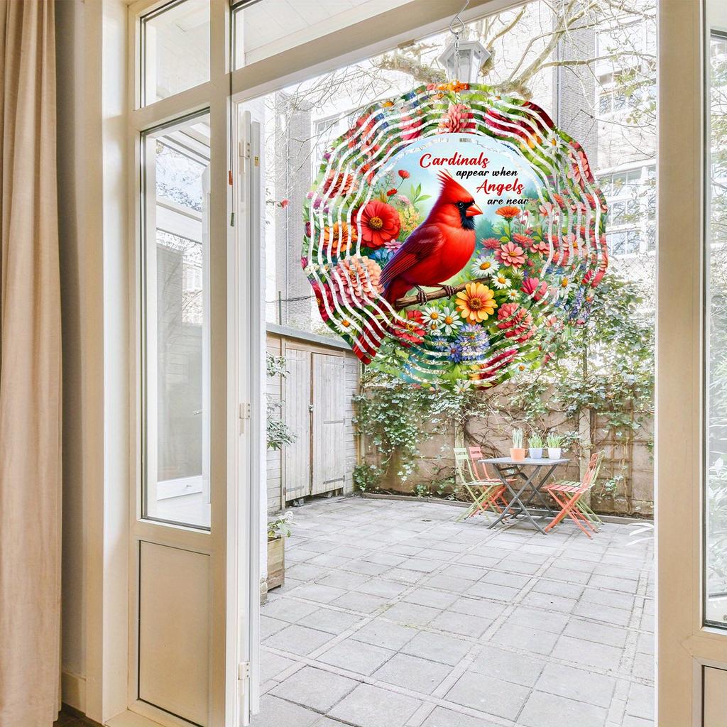 Cardinal Wind Spinner. 3D Metal, No Power Needed. Ideal Garden Decor Gift.