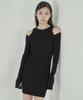 Tobaseu Slim Fit Shoulder Cutout Knit Dress (Black)