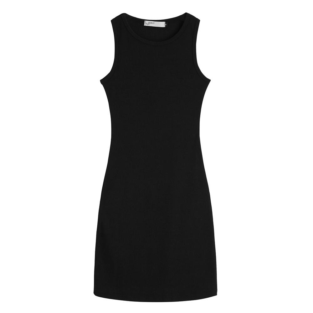 Real Spring and Summer New Slim-fitting Sleeveless Vest Dress Black Hip-wrapped Dress Women's Slimming Suspender Dress