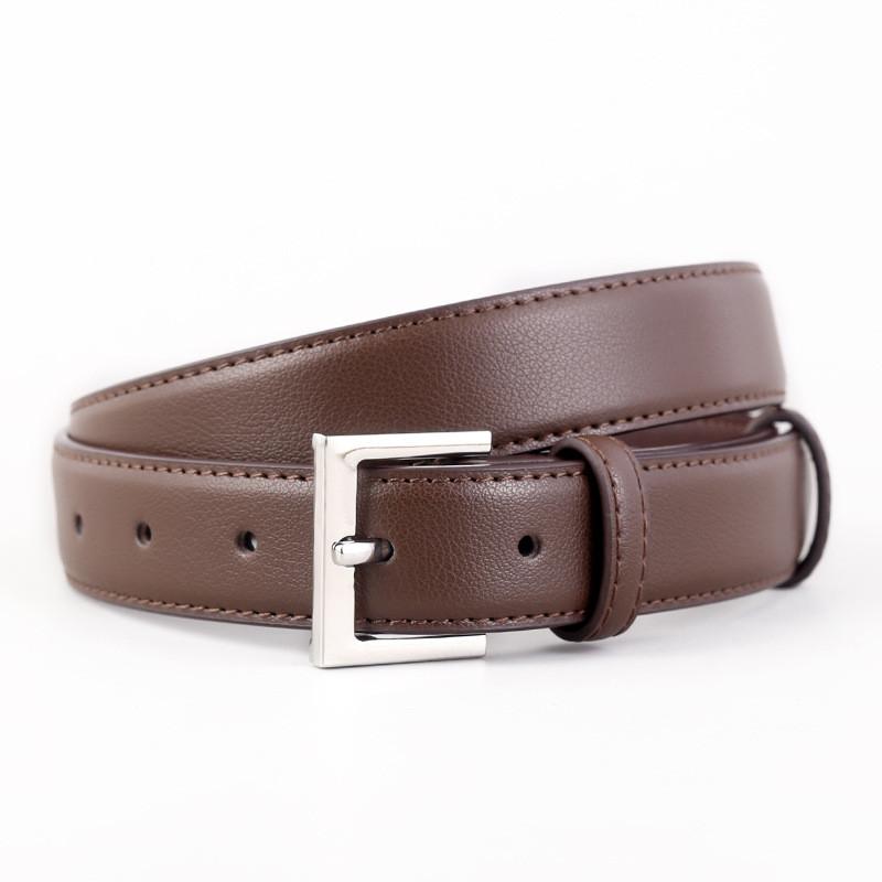 Classic Leather Belt For Women With Silver Pin Buckle And Casual Style