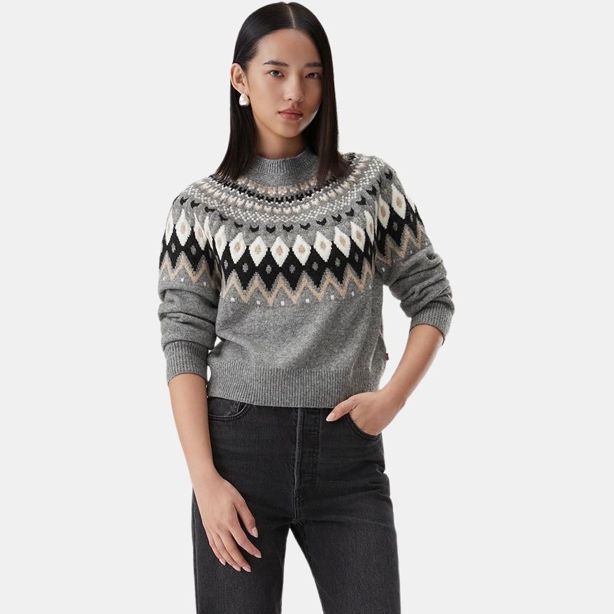 Levis Semplice Casual Color Block Girocollo Maglia Manica Lunga Maglione Maglione Donna 0037Z-0004