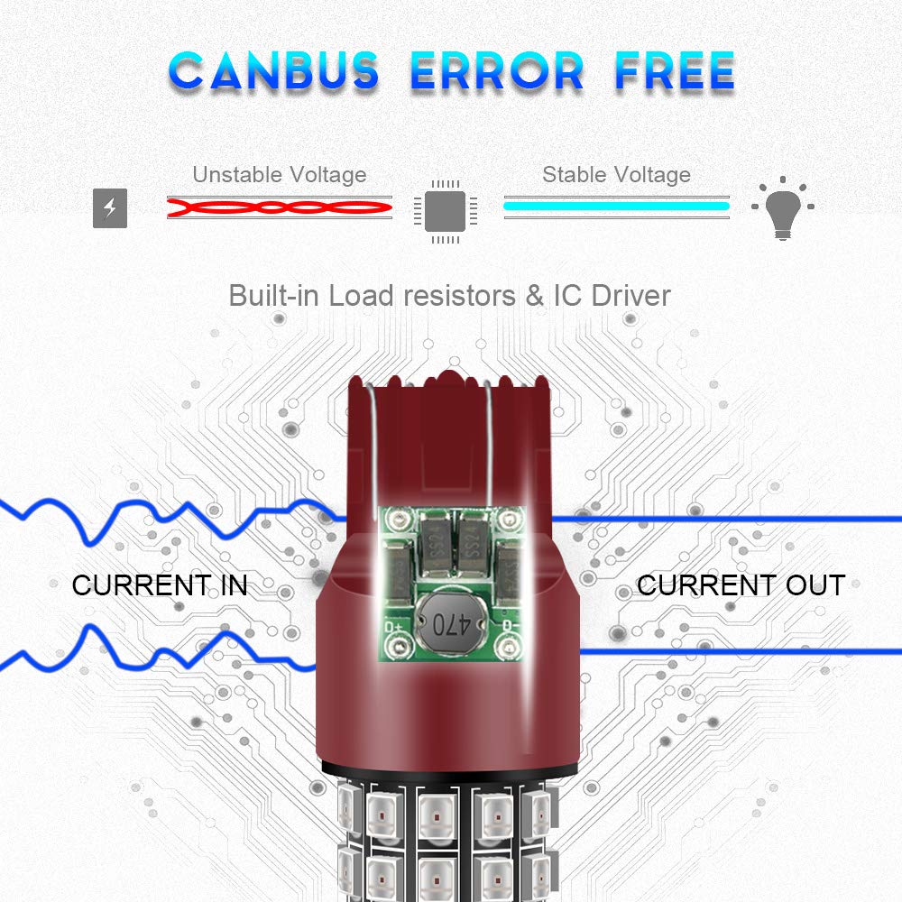 GLOFE Uppgraderad Version 7440 7443 LED Strobe Bromsljuslampa Bakljus Ren Röd