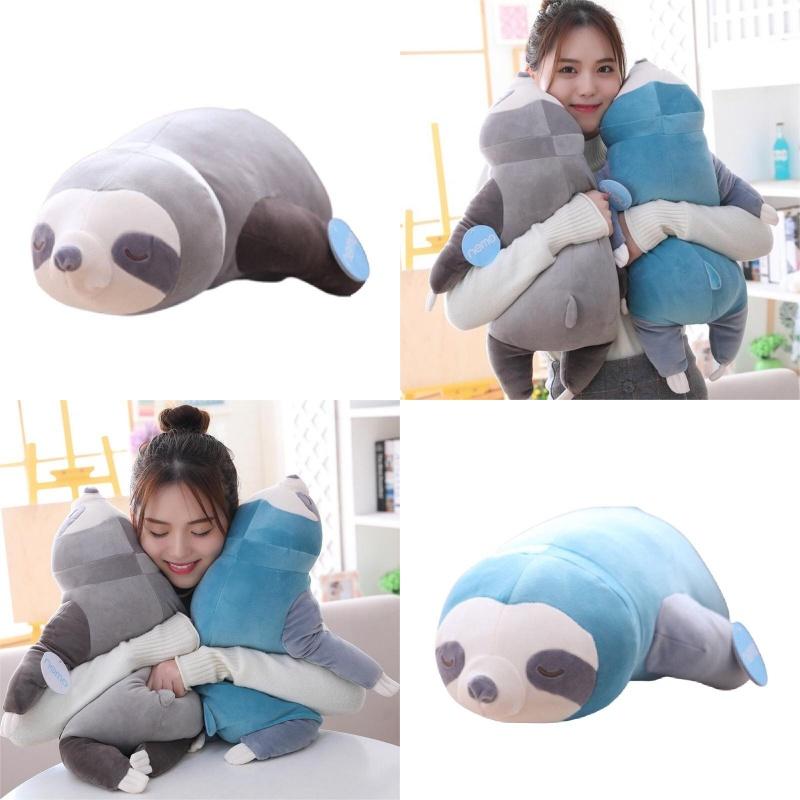 Adorable Sloth Plush Toy Pillow For Kids And Girls Short Plush And Pp Cotton Stuffed Blue And Grey