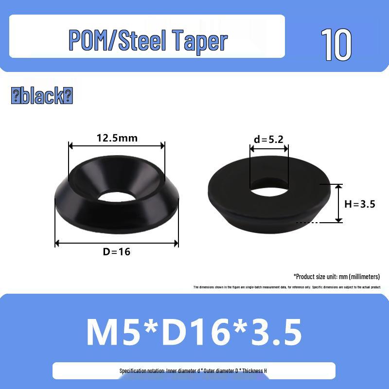Black Wear-Resistant POM Nylon Steel Countersunk Insulating Washer M3-M6