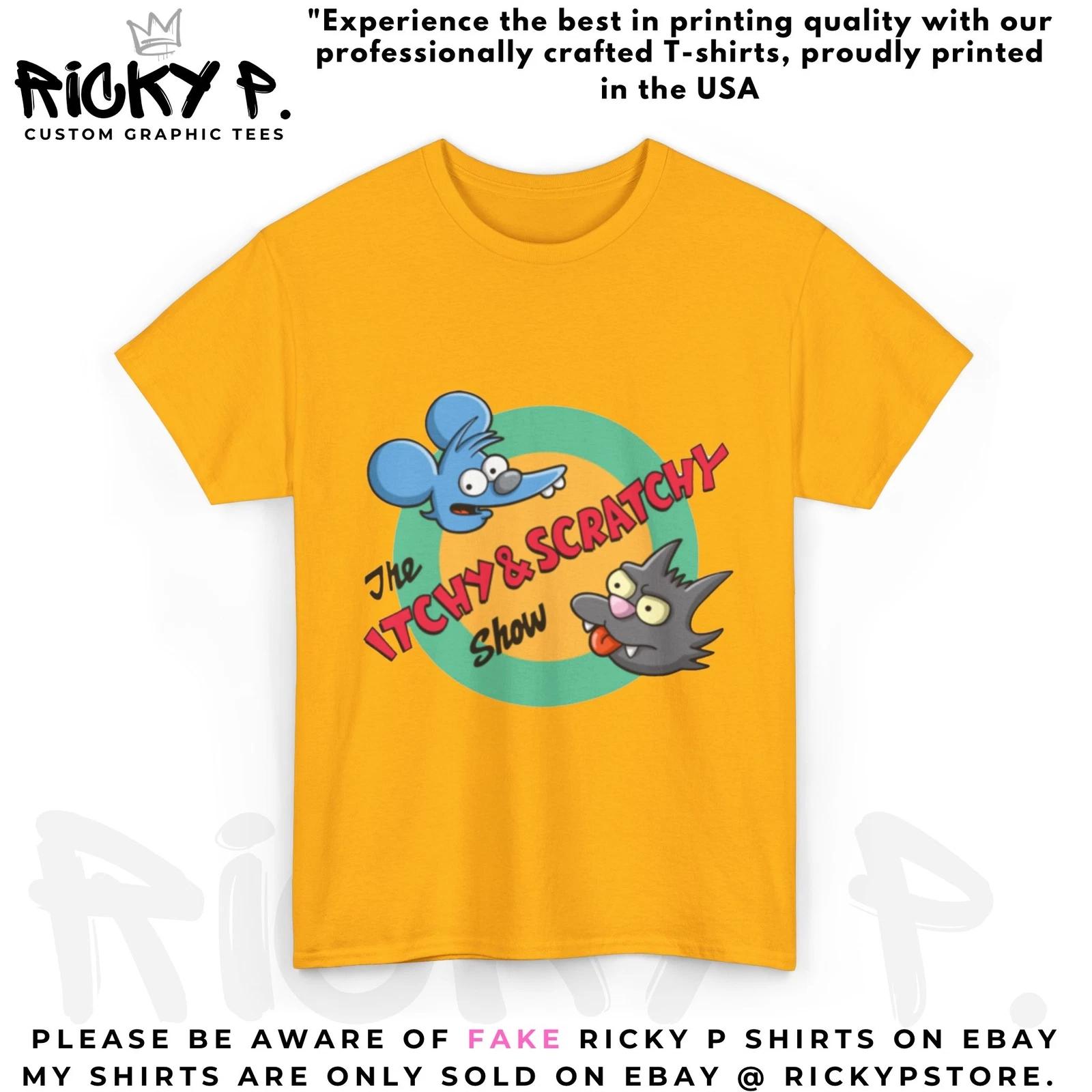 The Itchy & Scratchy Show Fitted Simpsons Unisex Heavy Cotton Tee S