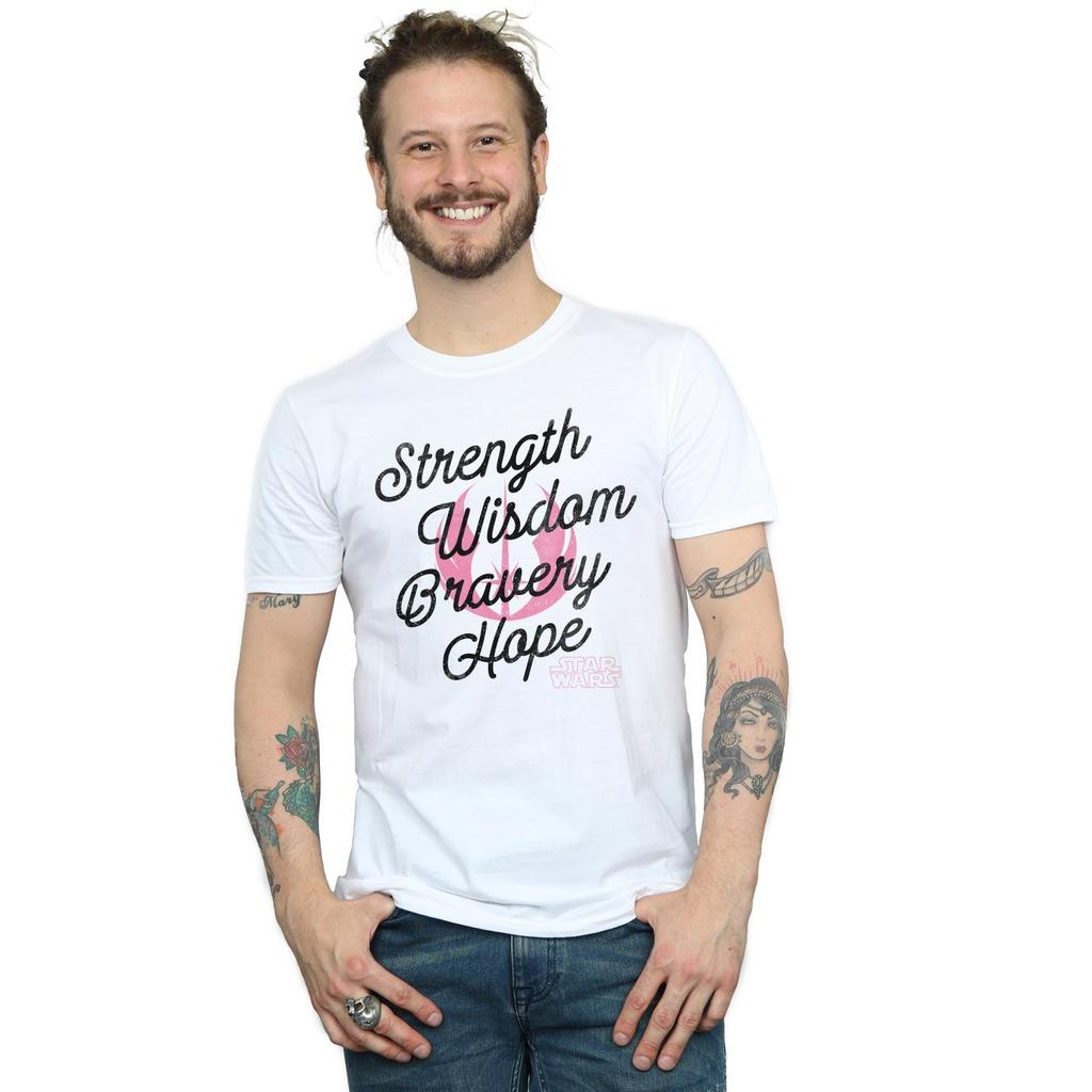 Star Wars: The Rise of Skywalker Mens Star Wars The Rise Of Skywalker Strength Wisdom Bravery Hope T-Shirt
