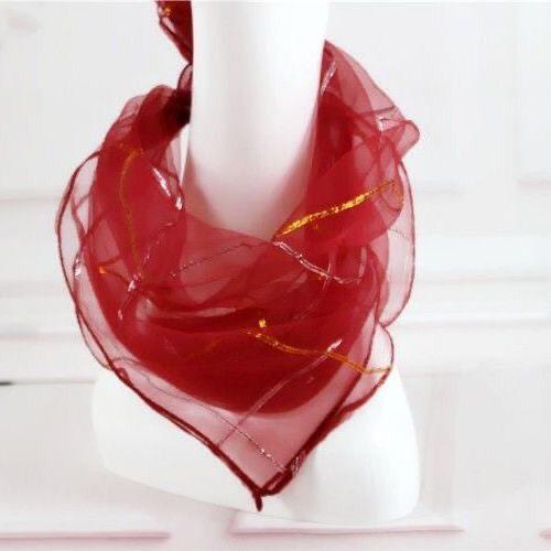 

Летний тонкий женский квадратный шарф с отделкой золотой нитью, универсальный 70 * 70, маленький квадратный шарф