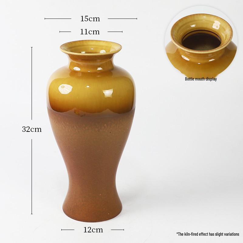 Pre-owned Cobalt Gold Wabi-Sabi Kiln Glazed Ceramic Vase: Desktop Flower Arranger and Living Room Décor.