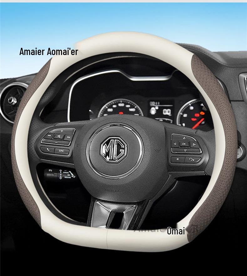 MG Steering Wheel Cover - Ultra-Thin Genuine Leather, Four Seasons Fit for MG5, Ome, ZS, Navigator, HS