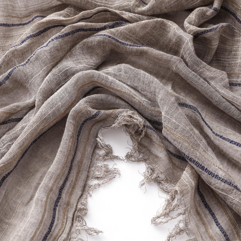 Fashion Striped Cotton Linen Scarf for Men Women Autumn Winter Long Soft Shawls and Wraps Short Tassel Bufanda Male Accessories