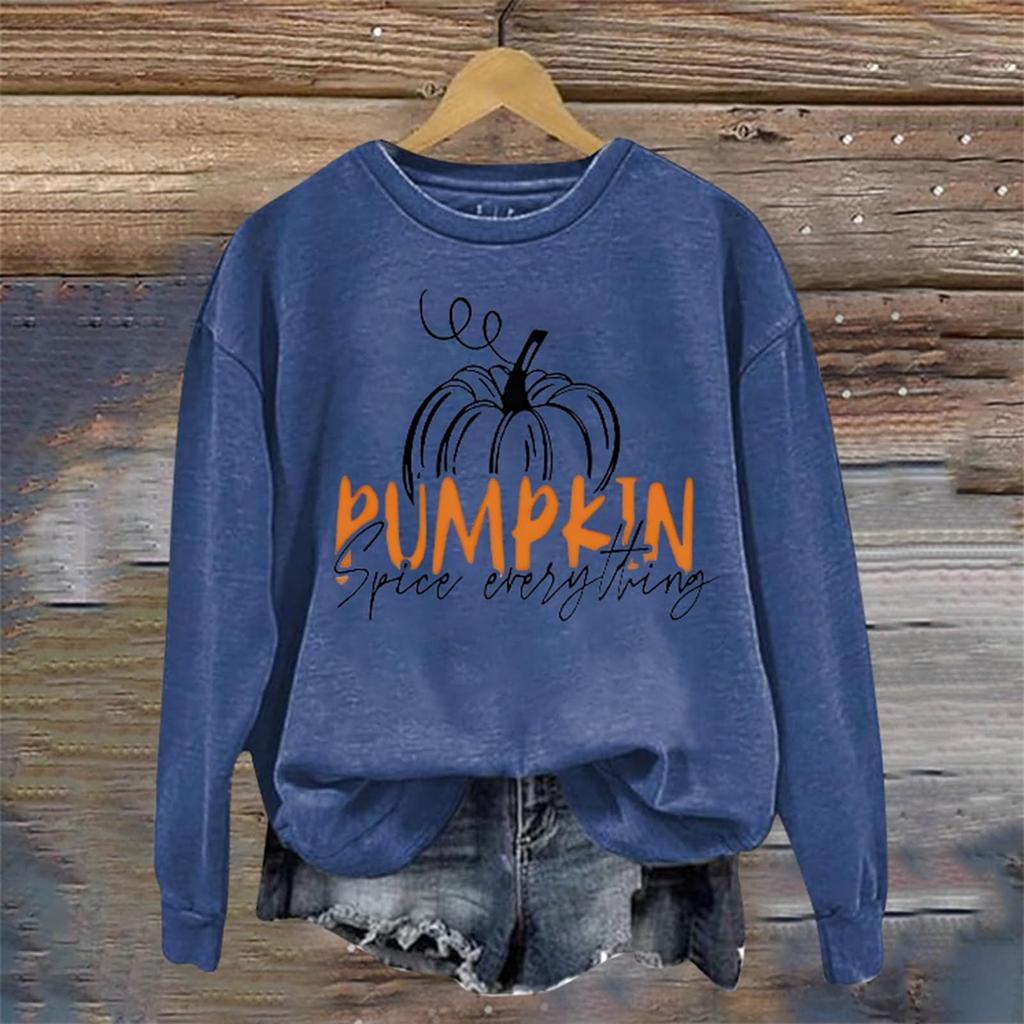 Damen Casual Fashion Bedruckte Langarm O-Ausschnitt Pullover Top Bluse