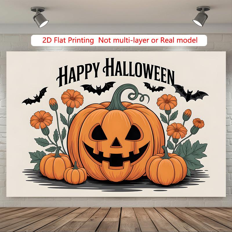 Party Backdrop Halloween Flat Pumpkin Celebration Photo Booth Party Decor
