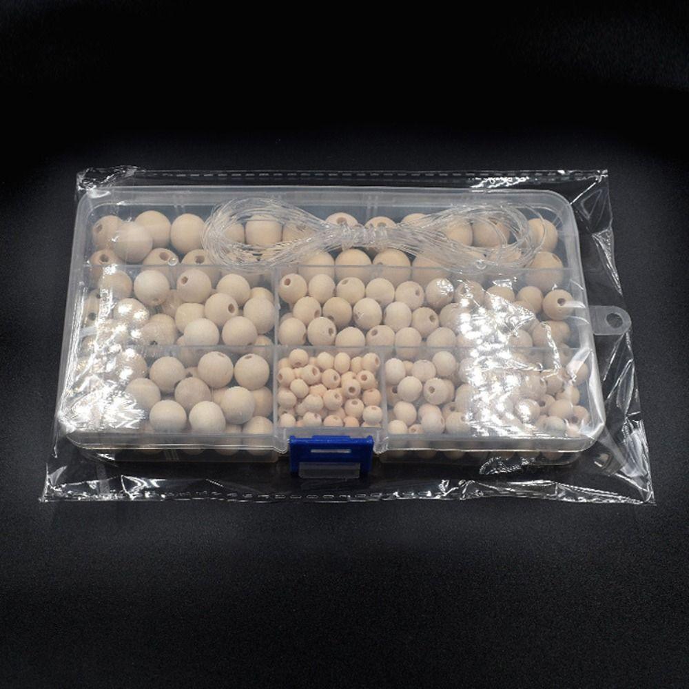 300Pcs 6-14mm Wooden Beads Craft Making Natural Round Beads  DIY Bracelet Necklace