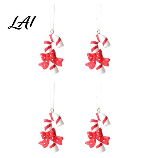 Durable Resin Holiday Ornaments 4 Pcs Gingerbread Christmas Ornaments Candy Cane Tree Lollipop Tree Decorations Man Xmas Hanging Decoration