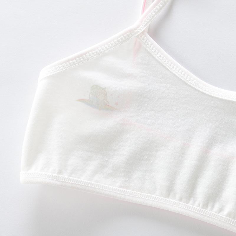 Girls' Pure Cotton Camisole Bra - Anti-Protrusion, Thin, Heart Design