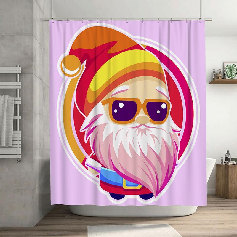 

Tu Santa Claus Shower Curtain Christmas Bathroom Decor Holiday Festive Pattern Waterproof Fabric Home Decor Gift Idea Festive Vi W60H190(CM)-1 Pcs