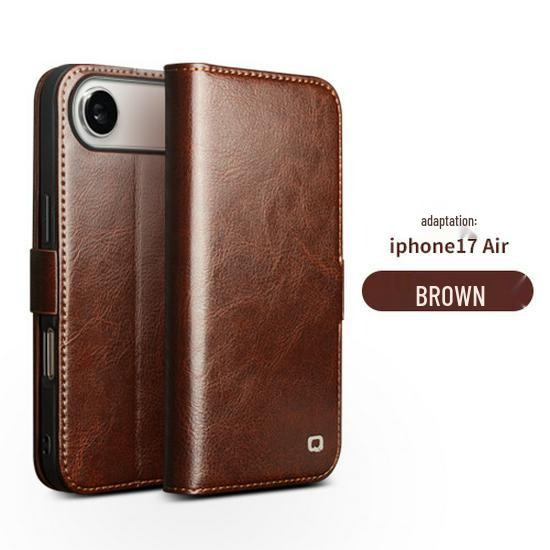 Chali Shi Genuine Leather iPhone 17 Pro Max Flip Case with Magnetic Buckle, Air Stand, and Card Slot