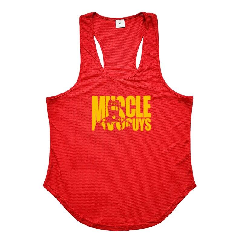 Muscleguys Herren Sommer Fitness Ärmellose Weste Mesh Quick Dry Sportswear Training Unterhemd Print T-Shirt Gym Bodybuilding Kleidung