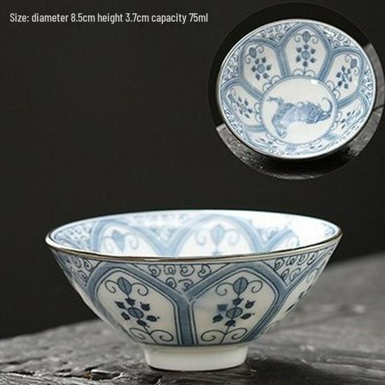 Blau-weiße Douli-Teetasse aus Porzellan für Kung-Fu-Tee