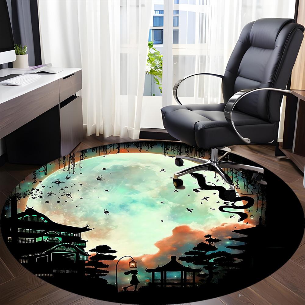 1pc Moonlit Garden Office Round Area Rug, Under Office Chairs Bedroom Living Room Home Decor, Room Deco