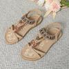 Damen Böhmische Blume Strass Offene Zehen Übergröße Strandsandalen