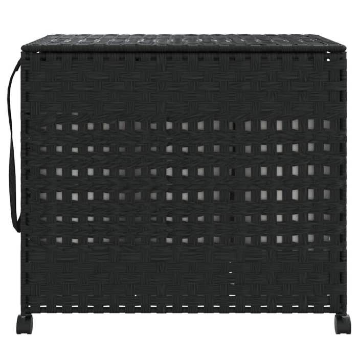 VidaXL Laundry Basket with Wheels Black 66x35x60 Cm Woven Resin 372047
