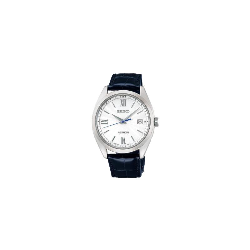 

SEIKO Astron series, simple personality, solar Quartz, leather strap, , men s watch, white dial SBXY035