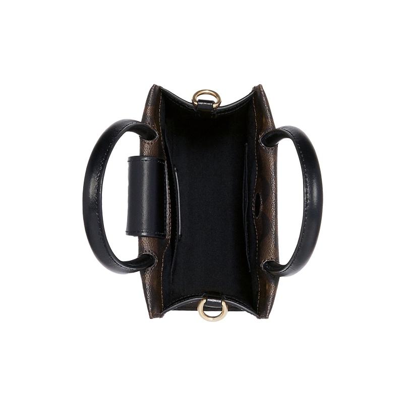 Coach Cally 17 Klassische Monogramm-PVC-Notenmappe Umhängetasche Crossbody-Handtasche Mini-Damen-Taschen Schwarz Braun 5693-IMAA8