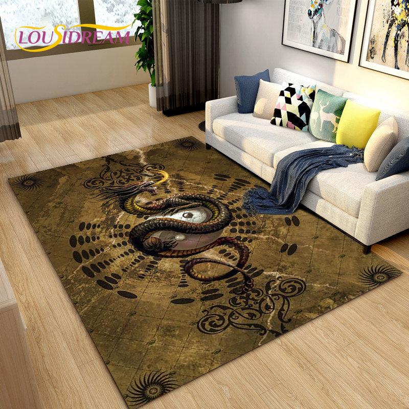 3D Mysterious Dragon Area Rug,Carpet Rug for Living Room Bedroom Sofa Doormat Decoration,Children Play Game Non-slip Floor Mat