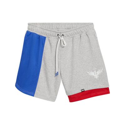 X Melo Ralph Calções Casuais de Cintura Média Color Block Calções Masculinos Cinza Claro Mesclado 621707-01