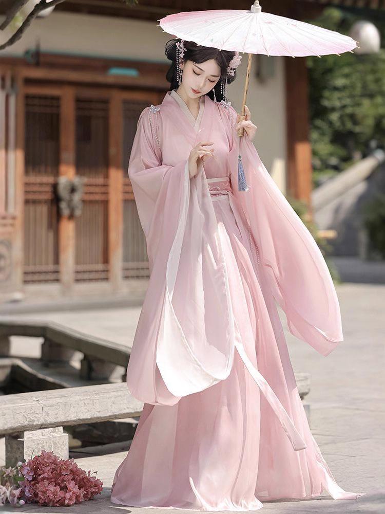 2026 Women's Wei Jin Hanfu: Elegant Fairy Large-Sleeve Embroidered Xianxia Ancient Costume