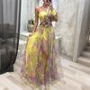 Women's Summer Dress Slanted Shoulder Mesh Printed Suspender Holiday Casual Party Dress