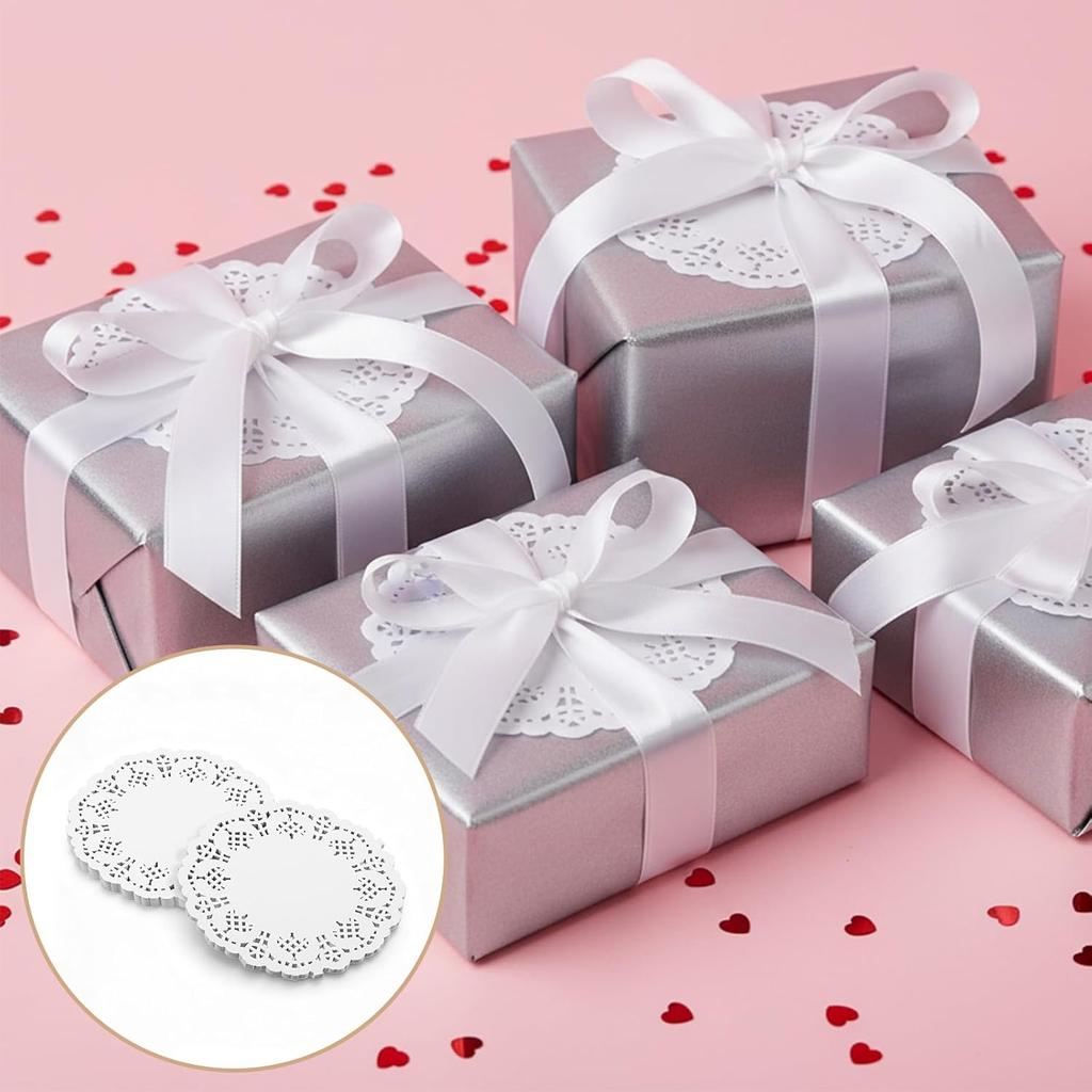 150 Pcs 4.5 Inch White Paper Doilies, Disposable Round Lace Paper Doilies, Doilie for Tables for Food Cakes Desserts Crafts and Table Decorations