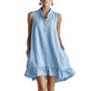 Summer New Style Loose-fitting Fashionable Casual Ruffled Buttoned Dress for Women