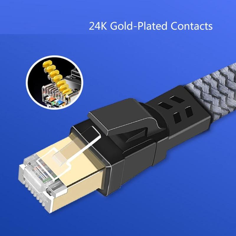Flat CAT8 Ethernet Cable for Fast Speed 40Gbps Data Transfer and Stable Connection Cord 1-20m Optional