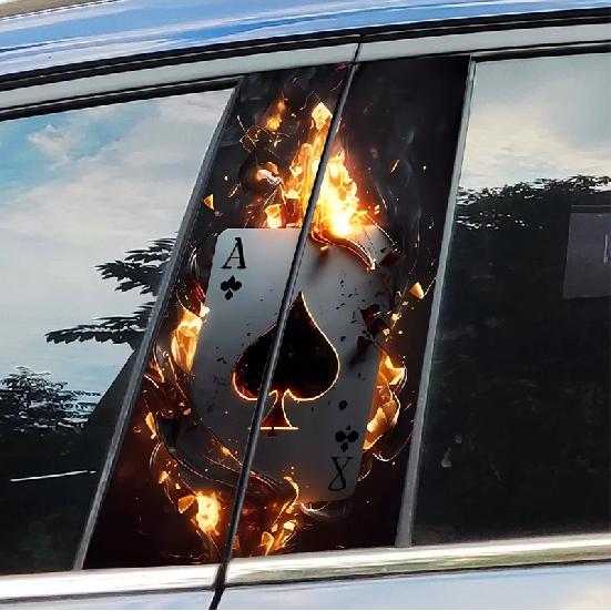 Poker Car Stickers Car B-pillar Decal Waterproof Stickers Auto Center Pillar Sticker Cover Scratches Vehicle Decor Accessories
