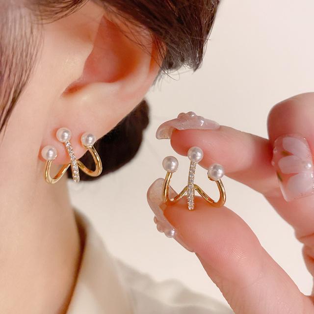 Ekskluzywny 14k złota biżuteria kolczyki z prawdziwego złota cyrkon perła Twist luksusowe kolczyki sztyfty dla kobiet Brincos Pendientes Bijoux