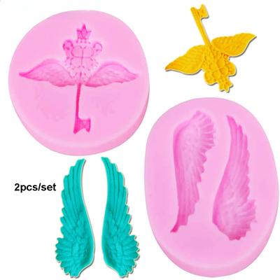 Engelsflügel / Schlüssel Silikonformen zum Keksebacken Fondant 3D Gebäckformen Hochzeitsdekorationen Silikon Küchenzubehör