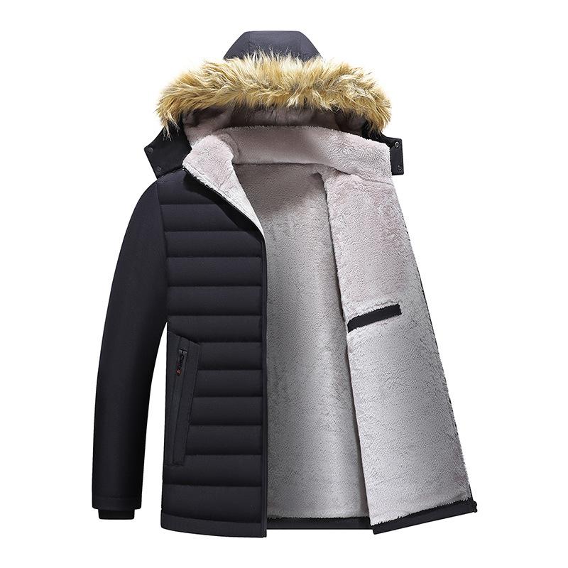 

Мужское зимнее хлопковое пальто на флисе, Мужское хлопковое пальто с капюшоном, Пальто для среднего возраста, Повседневное зимнее хлопковое пальто M чёрный