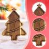 Christmas Tree Shaped Tray Appetizer Platter Kitchen Decoration Practical Wooden Snack Plate for Dining Table Events Holiday