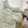 Korean Minimalist Striped Cotton Bedding Set: Duvet & Fitted Sheets for 1.8 Bed