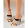 Plus Size Women’s Summer Block Heel Sandals Fashion Square Toe Slip-on High Heel Slippers