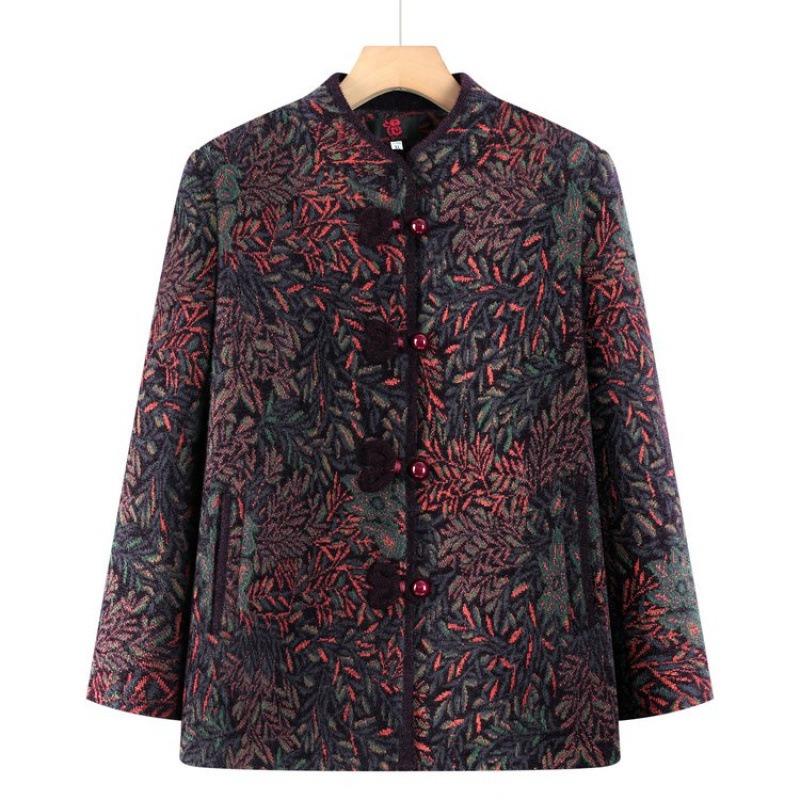 

Мамино пальто бабушкина зимняя одежда утолщенная одежда для среднего и пожилого возраста осень и зима бархат пожилая женщина год 0 пальто в стиле тан 5XL [recommended 150-80kg] фиолетовый